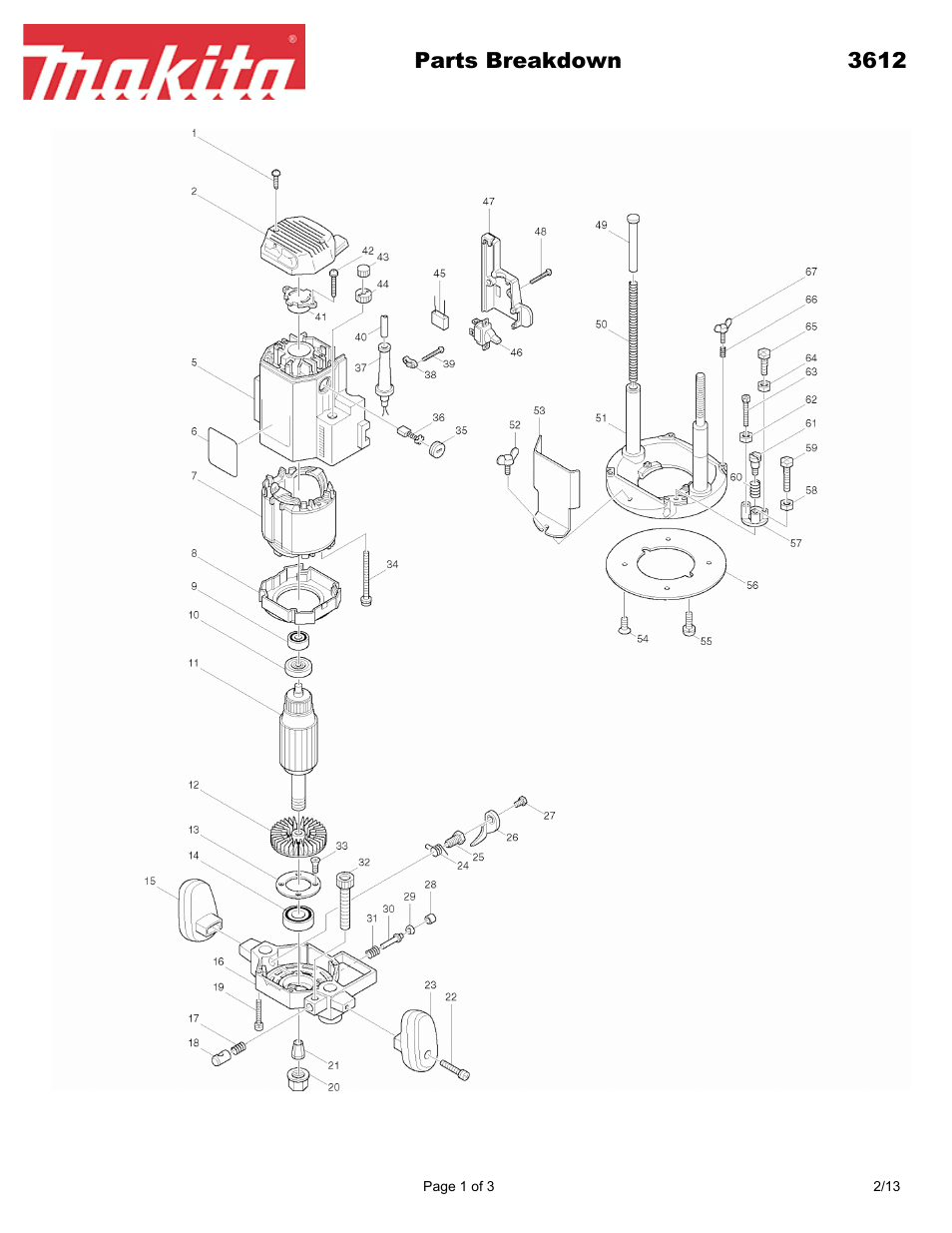Makita 3612 User Manual | 3 pages