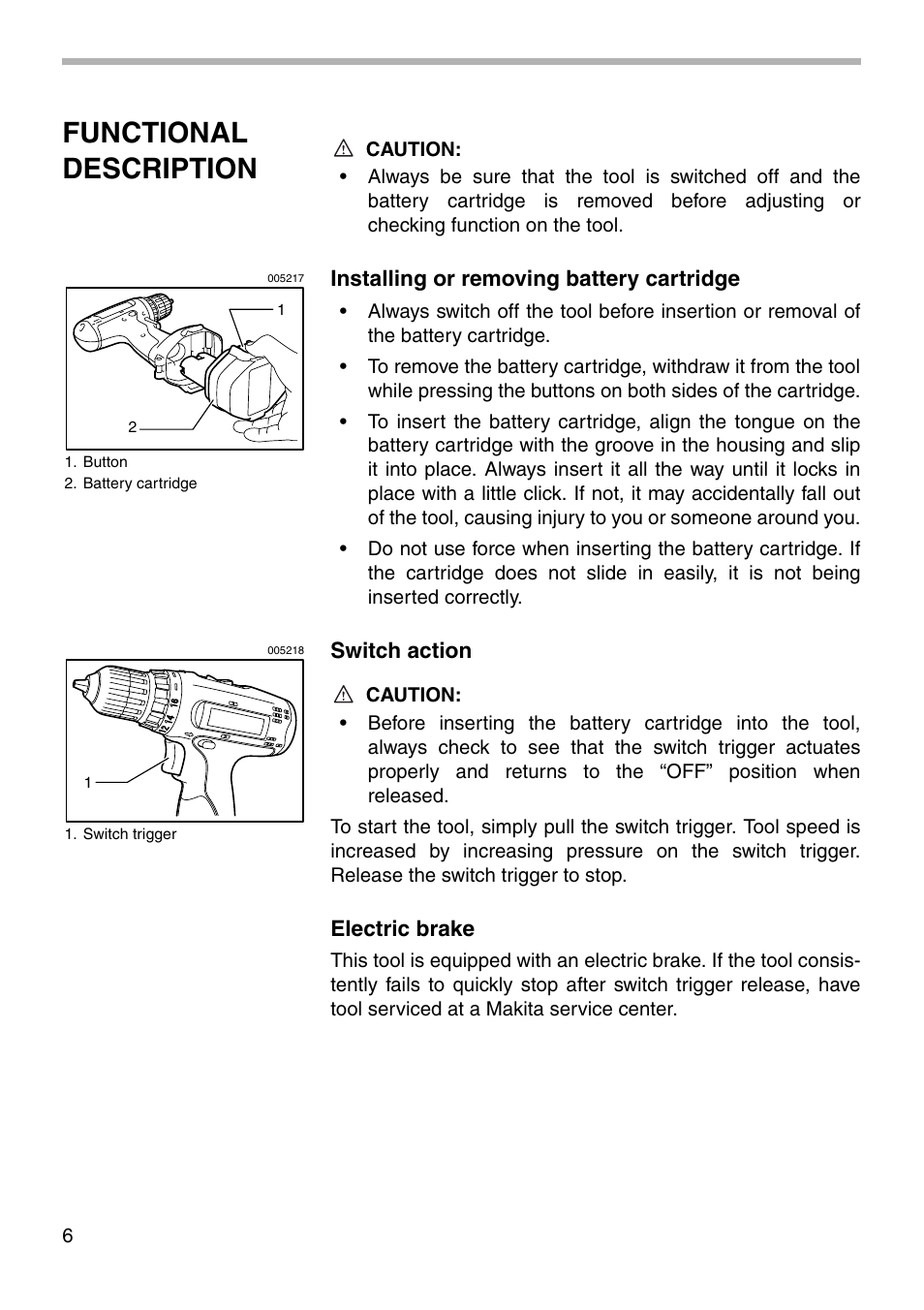 Functional description | Makita 6280D User Manual | Page 6 / 16