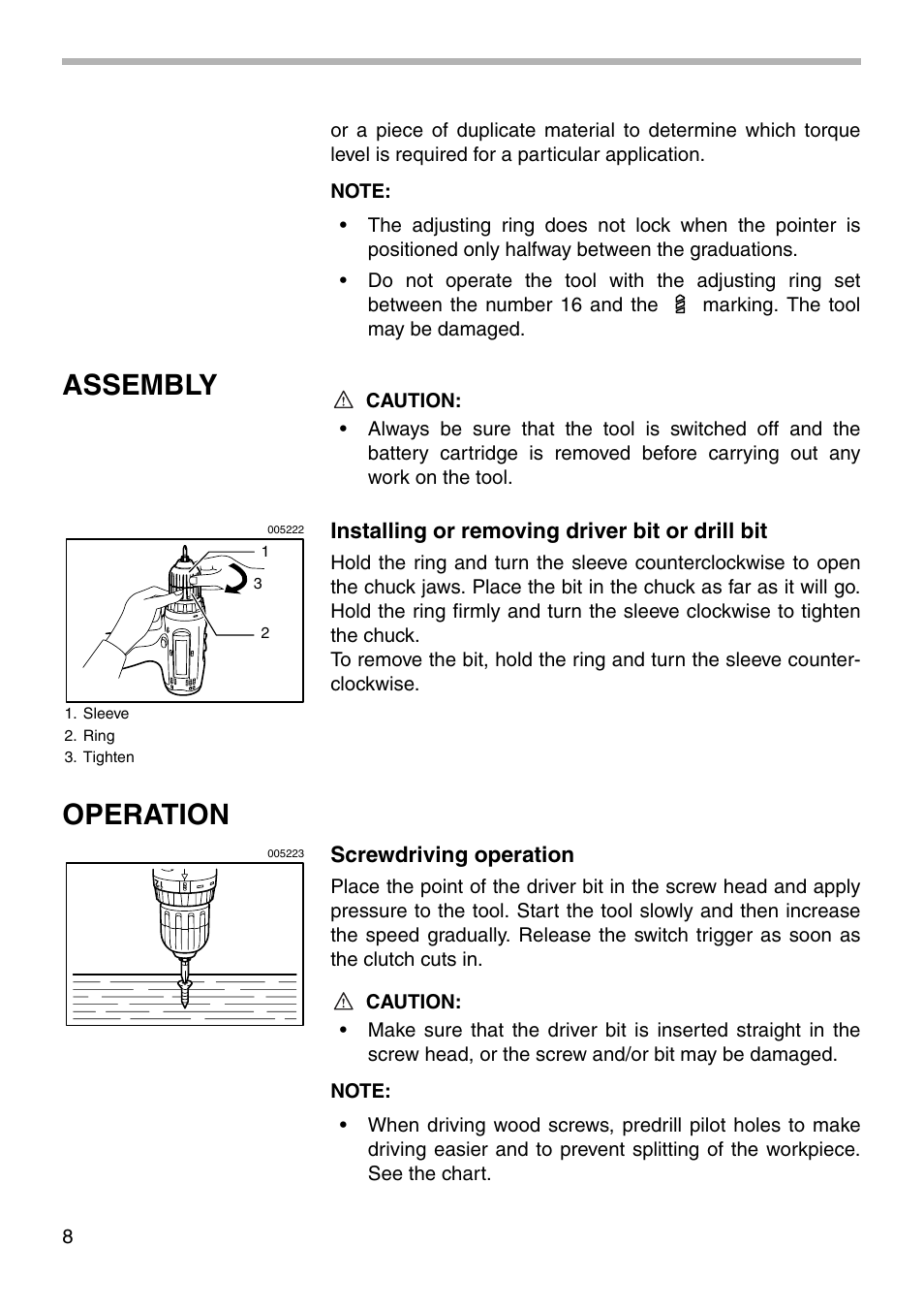 Assembly, Operation | Makita 6280D User Manual | Page 8 / 16