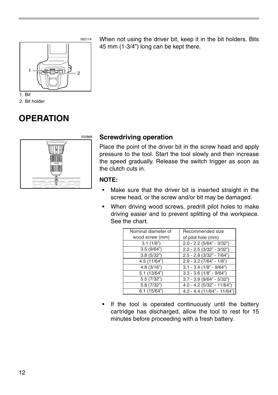 Operation, Screwdriving operation | Makita 6313D User Manual | Page 12 / 20