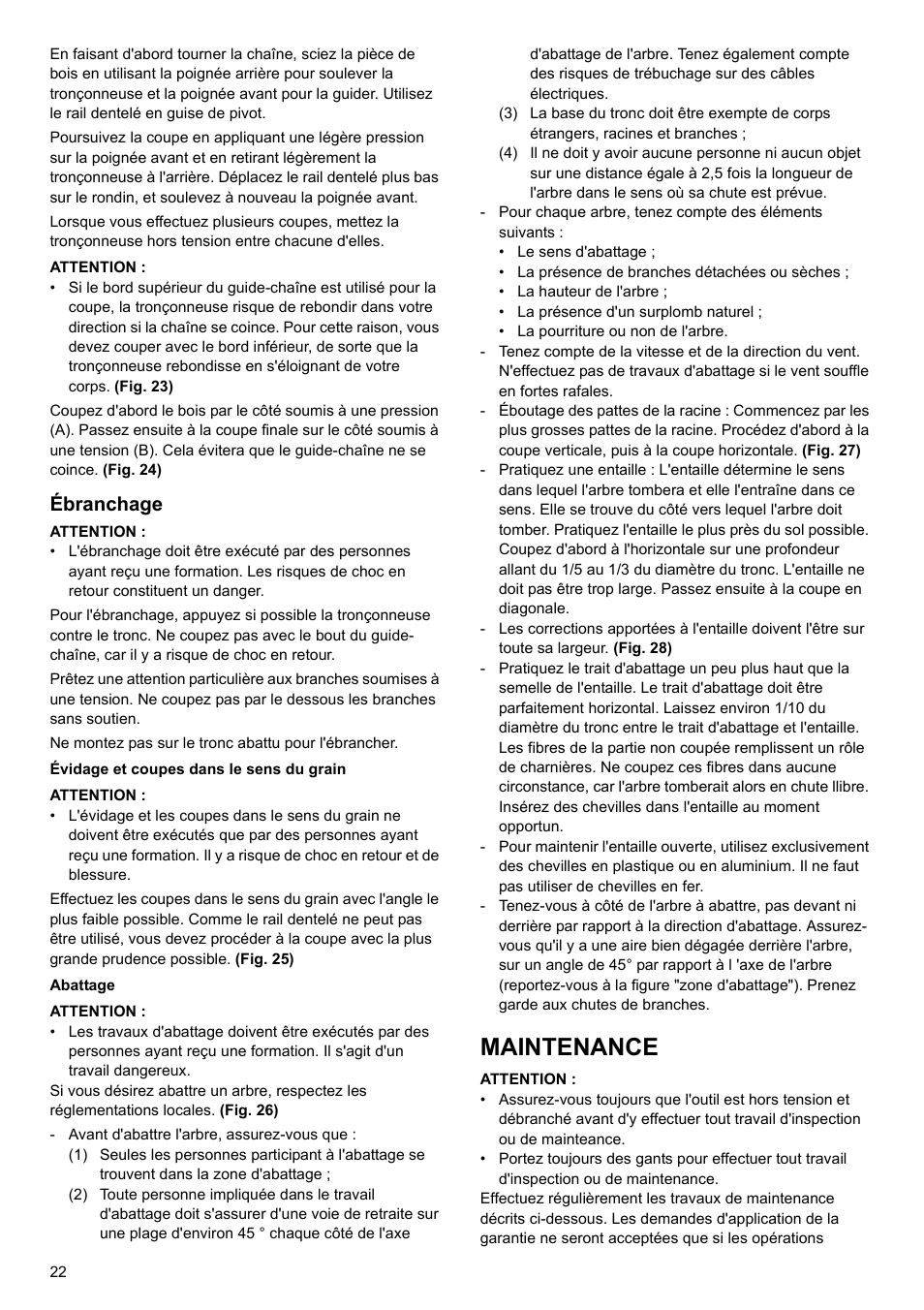 Maintenance, Ébranchage | Makita UC4020A User Manual | Page 22 / 120