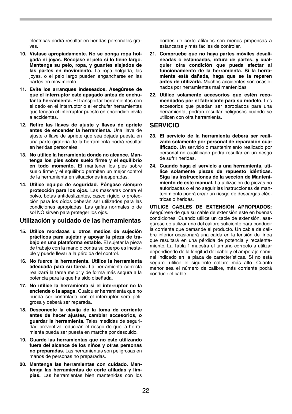 Utilización y cuidado de las herramientas, Servicio | Makita 9556NB User Manual | Page 22 / 32
