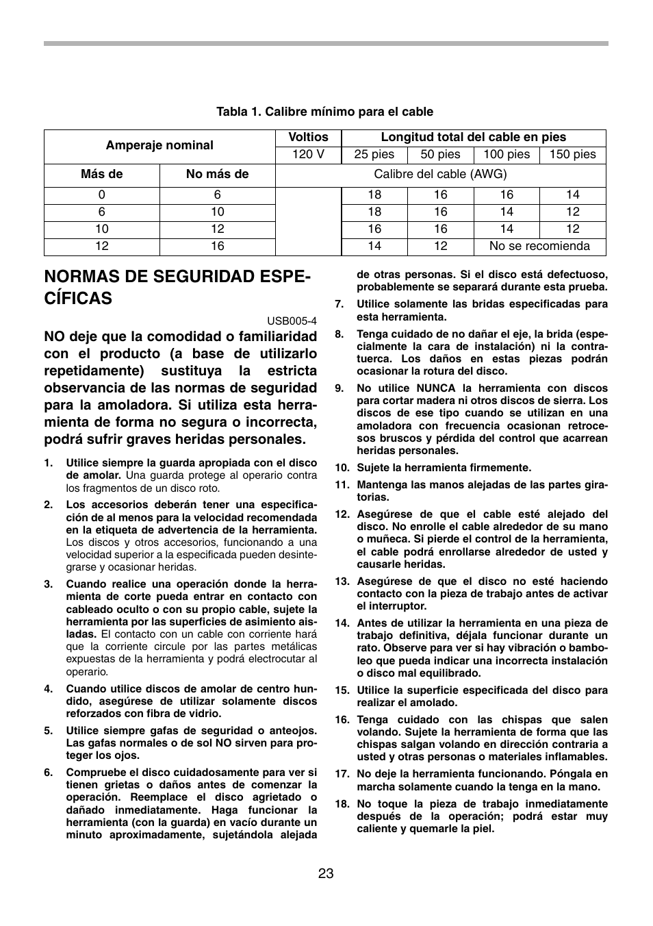 Normas de seguridad espe- cíficas | Makita 9556NB User Manual | Page 23 / 32