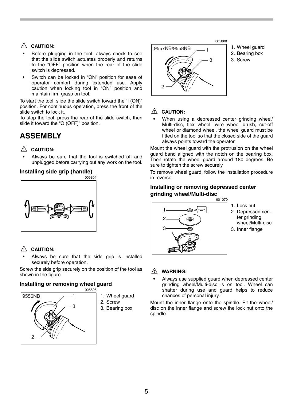 Assembly | Makita 9556NB User Manual | Page 5 / 32