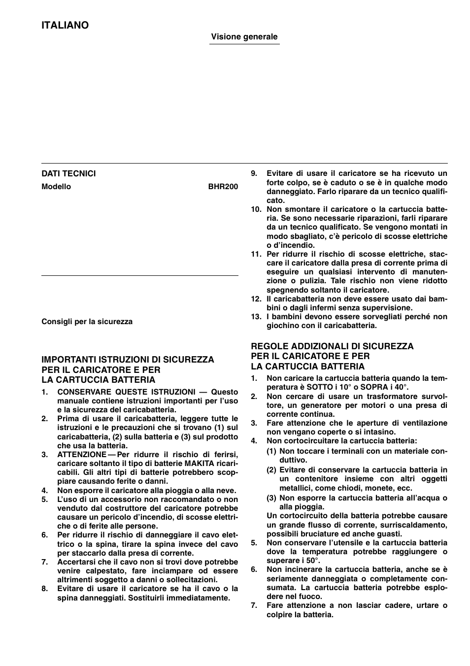 Italiano | Makita BHR200 User Manual | Page 21 / 76