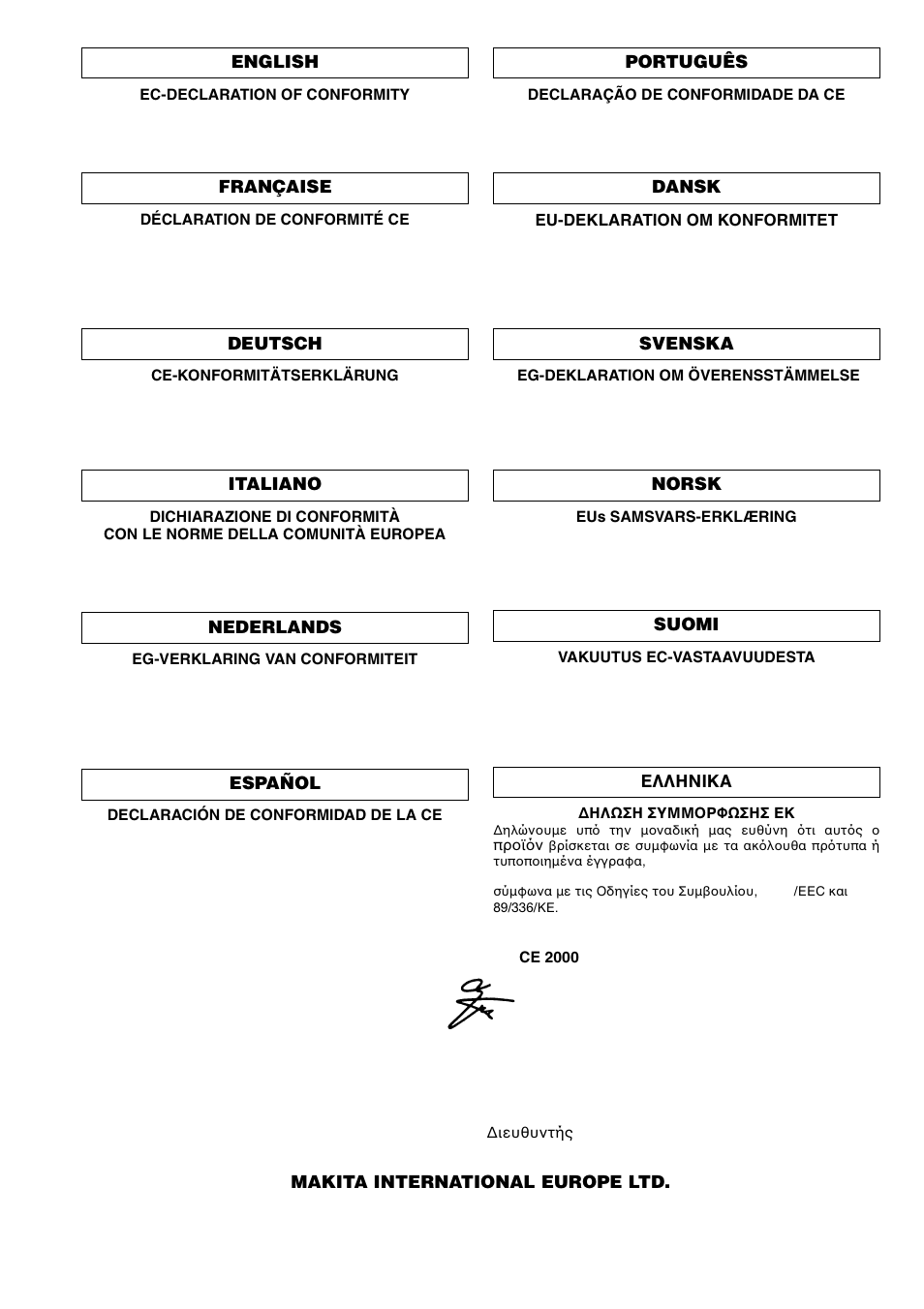 Makita international europe ltd | Makita BHR200 User Manual | Page 73 / 76