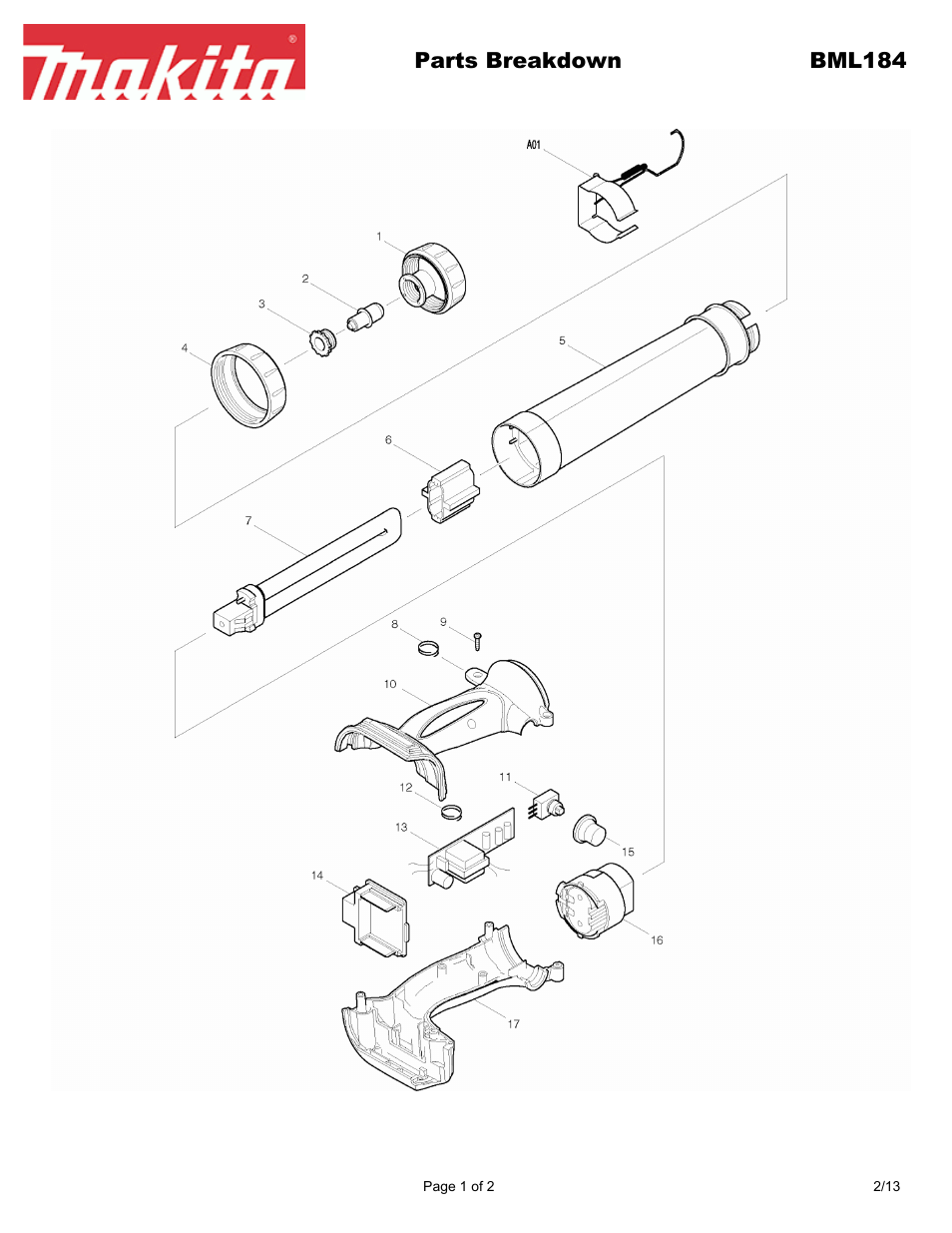 Makita BML18 User Manual | 2 pages