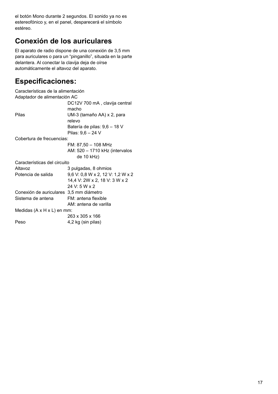 Conexión de los auriculares, Especificaciones | Makita BMR100 User Manual | Page 17 / 20