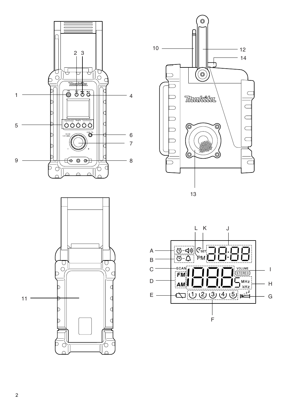 Makita BMR100 User Manual | Page 2 / 20