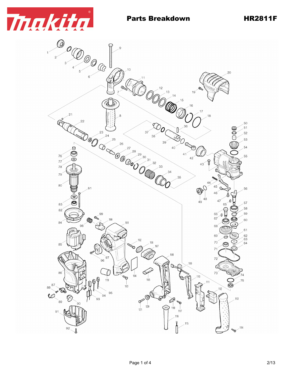 Makita HR2811F User Manual | 4 pages
