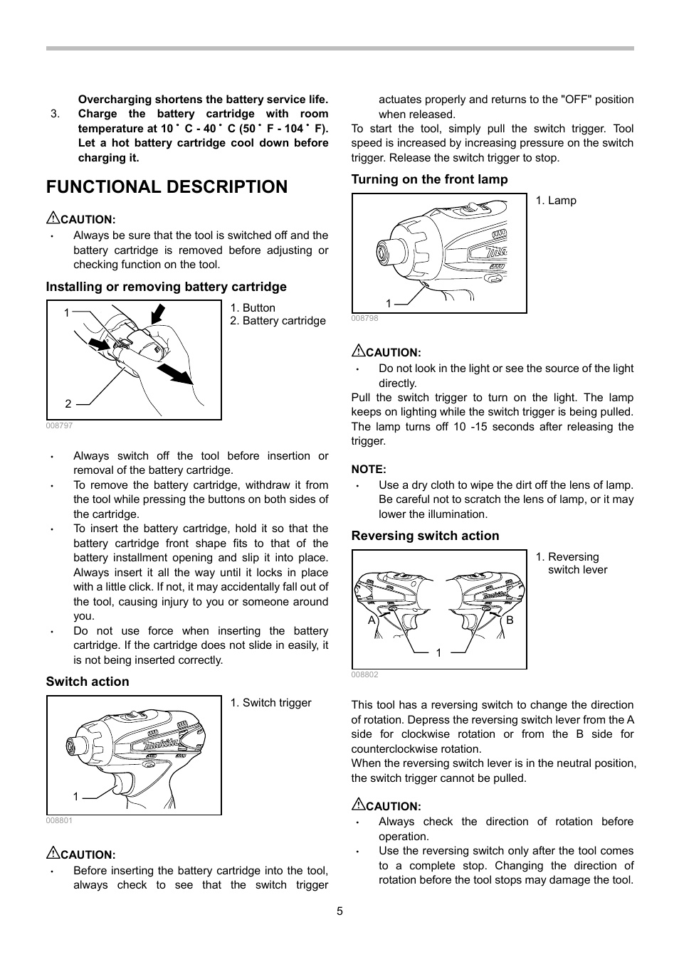 Functional description | Makita DF030D User Manual | Page 5 / 12