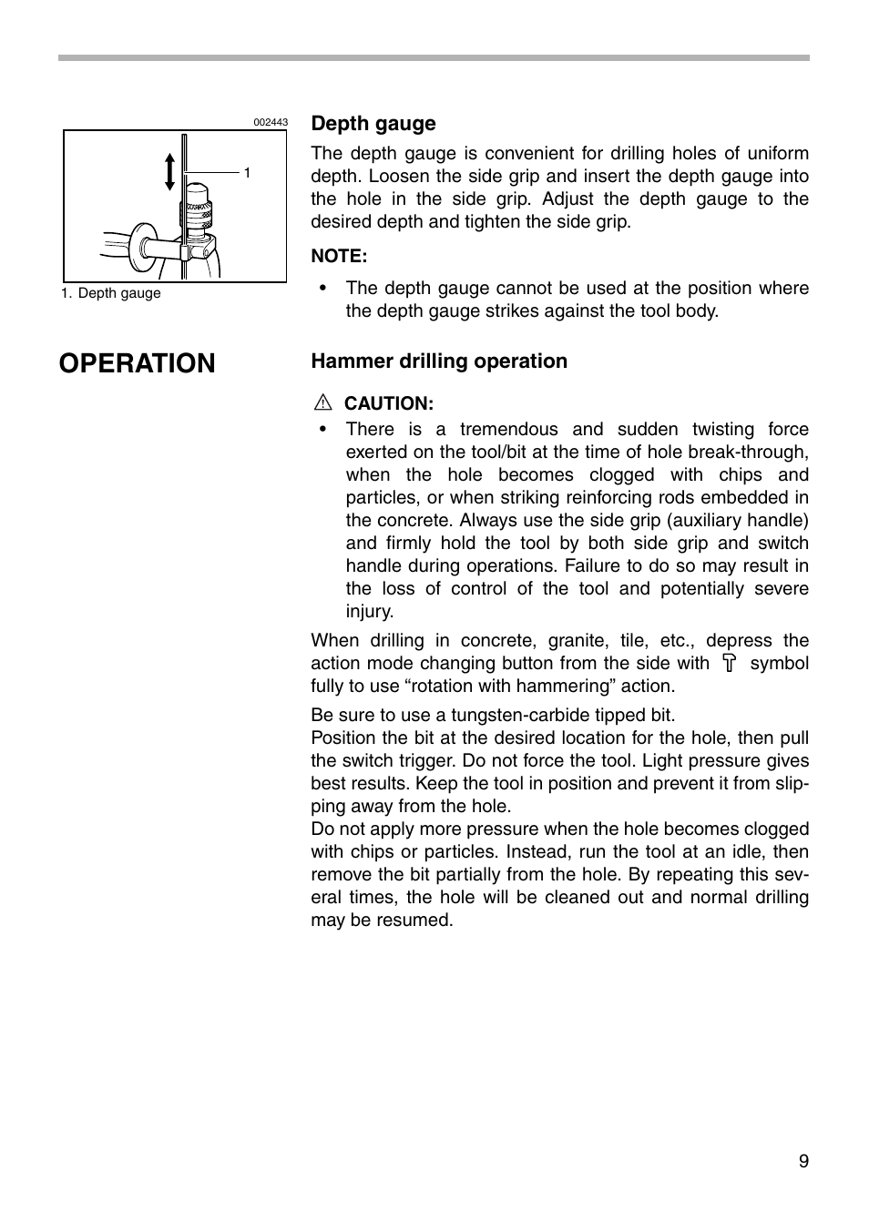 Operation | Makita HP2040 User Manual | Page 9 / 16