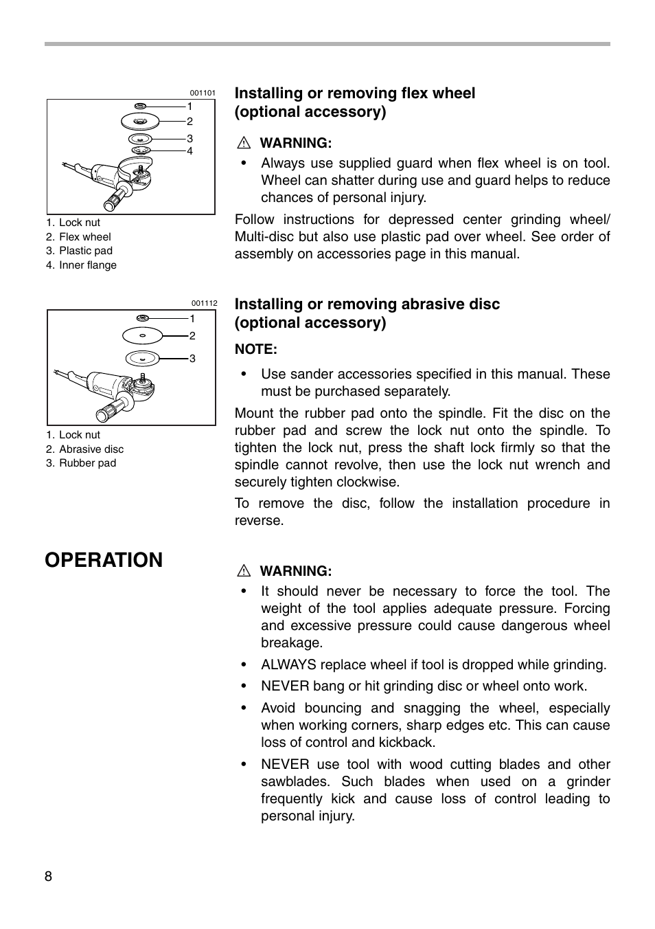 Operation | Makita 9067L User Manual | Page 8 / 16