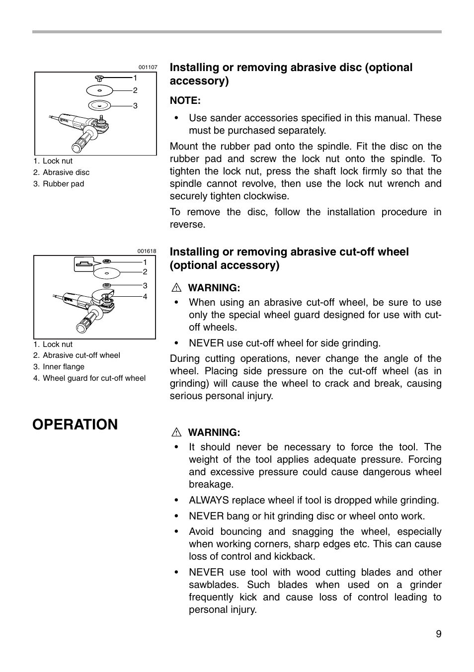 Operation | Makita 9566CV User Manual | Page 9 / 16