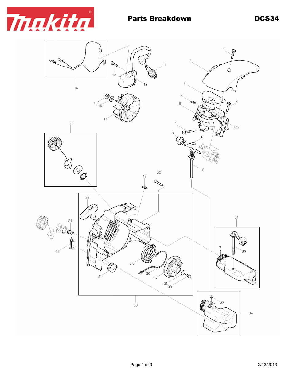 Makita DCS34 User Manual | 9 pages