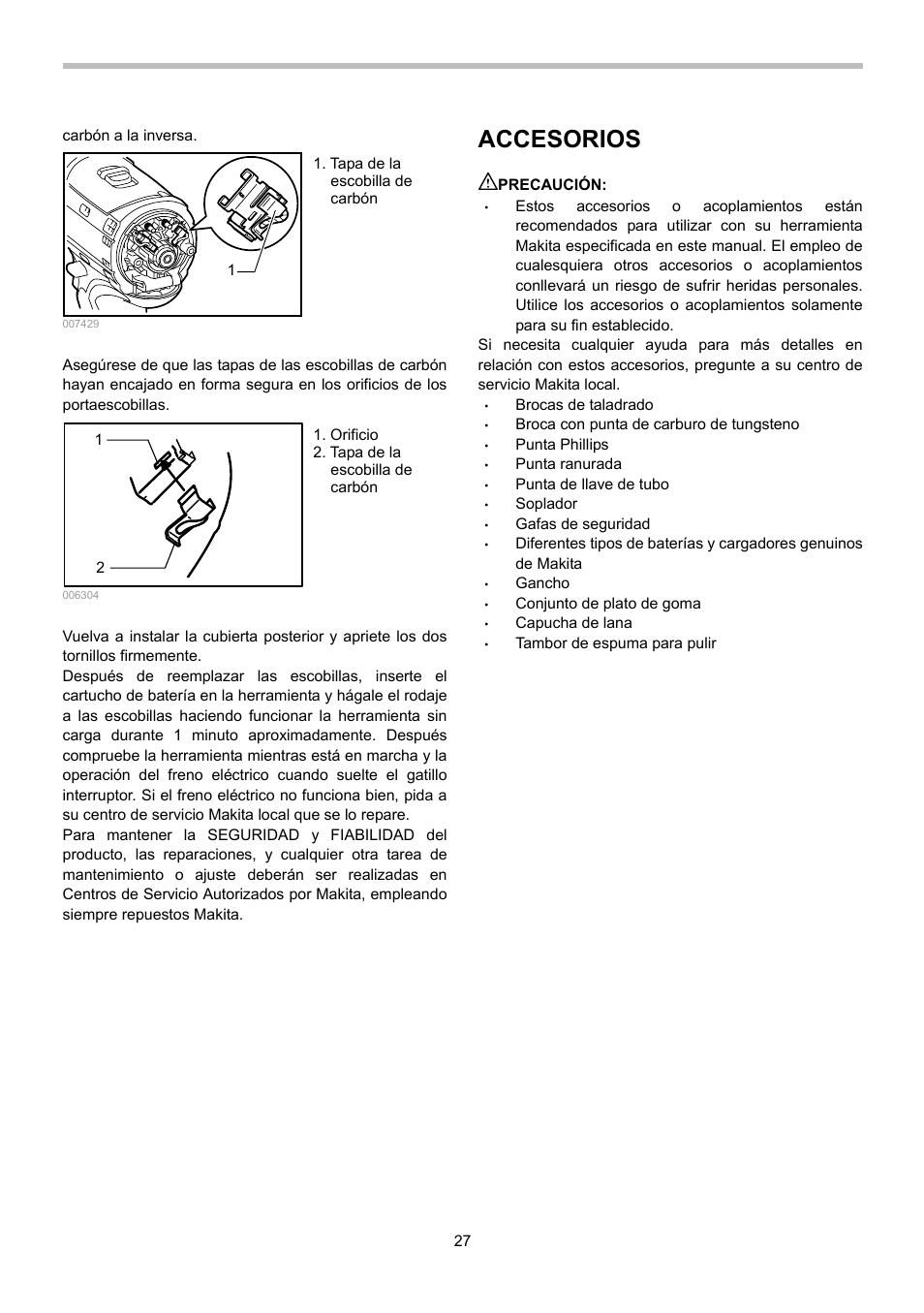 Accesorios | Makita BHP442 User Manual | Page 27 / 32