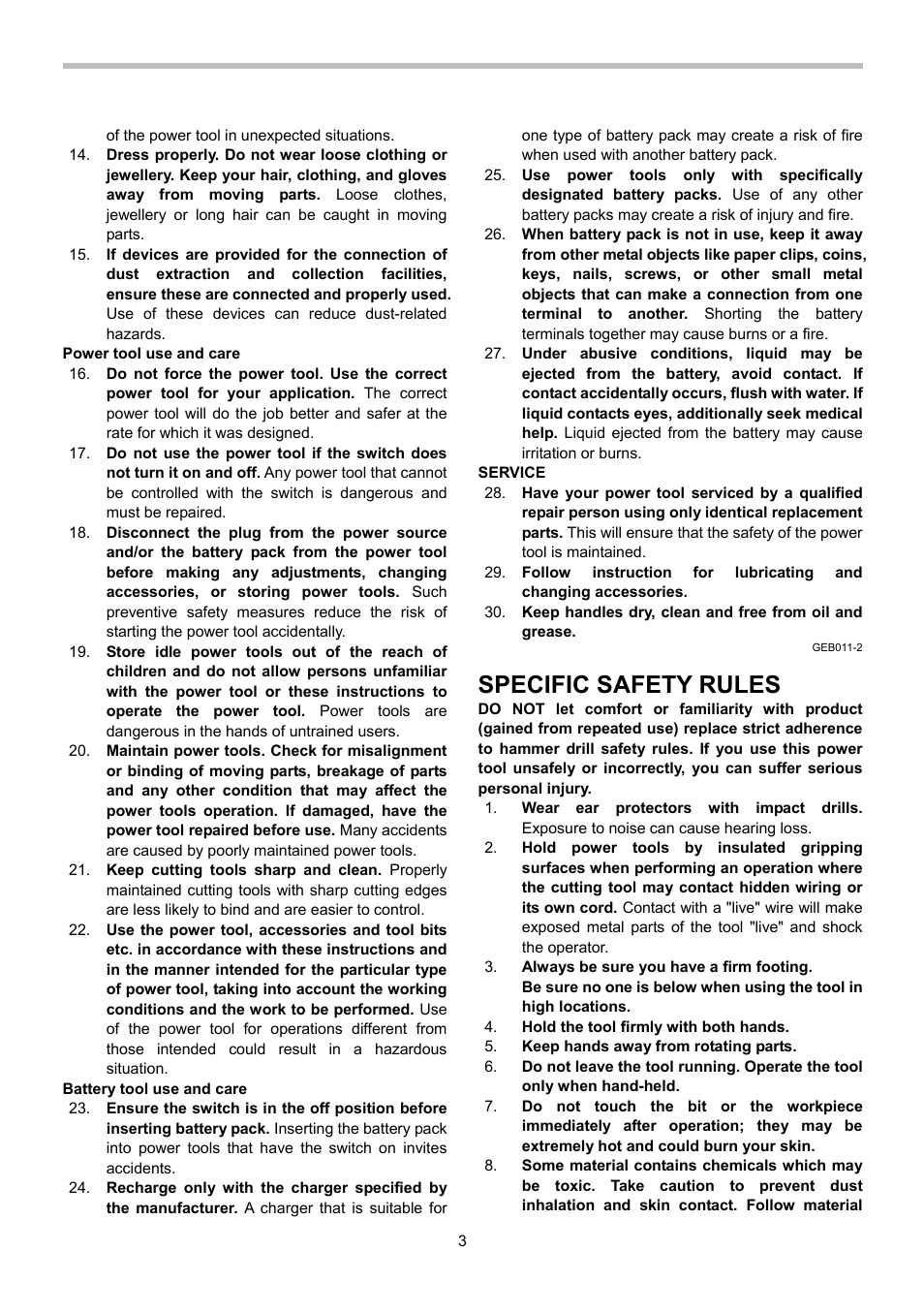 Specific safety rules | Makita BHP442 User Manual | Page 3 / 32