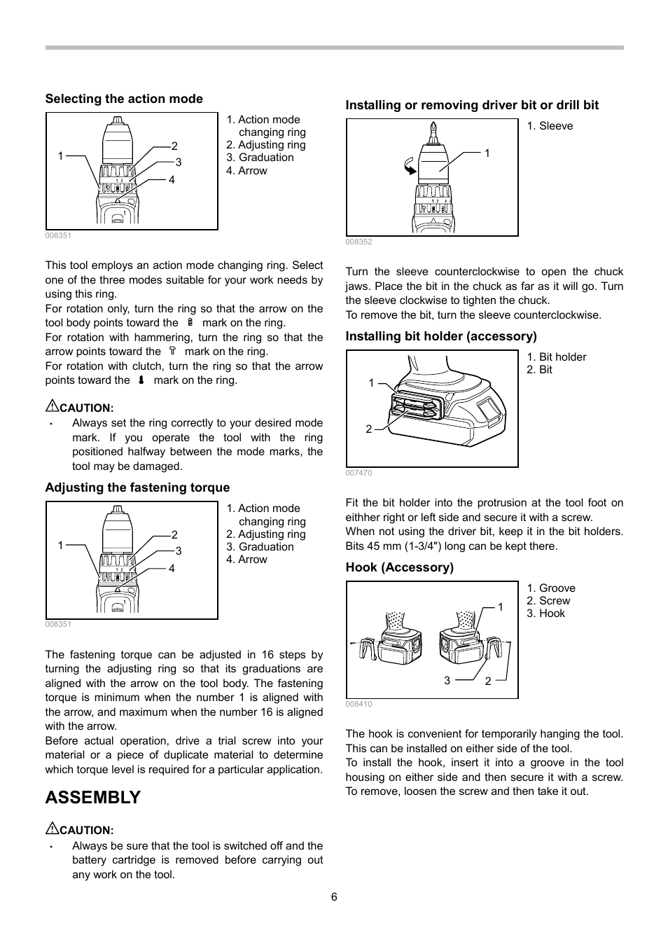 Assembly | Makita BHP442 User Manual | Page 6 / 32