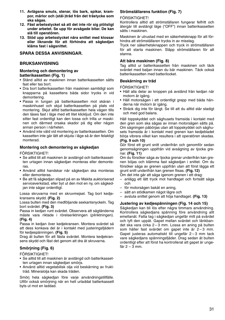 Makita UC120D User Manual | Page 31 / 48