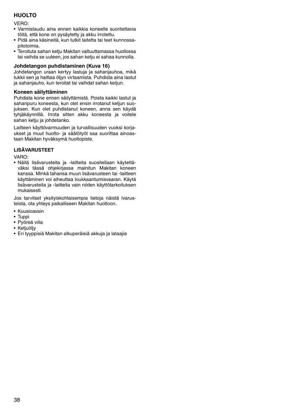 Makita UC120D User Manual | Page 38 / 48