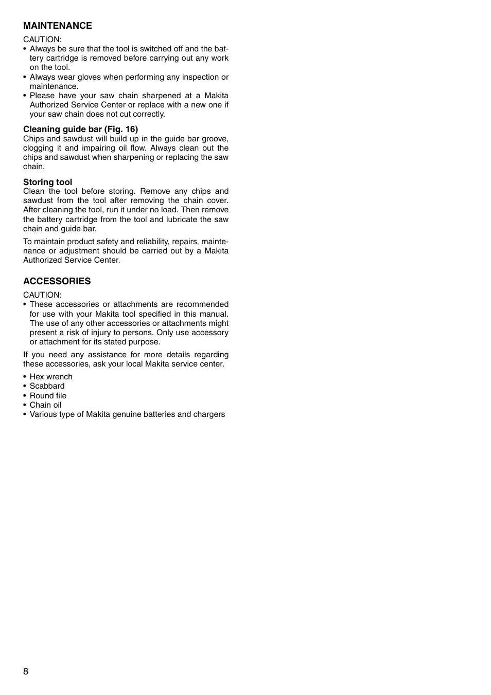 Makita UC120D User Manual | Page 8 / 48
