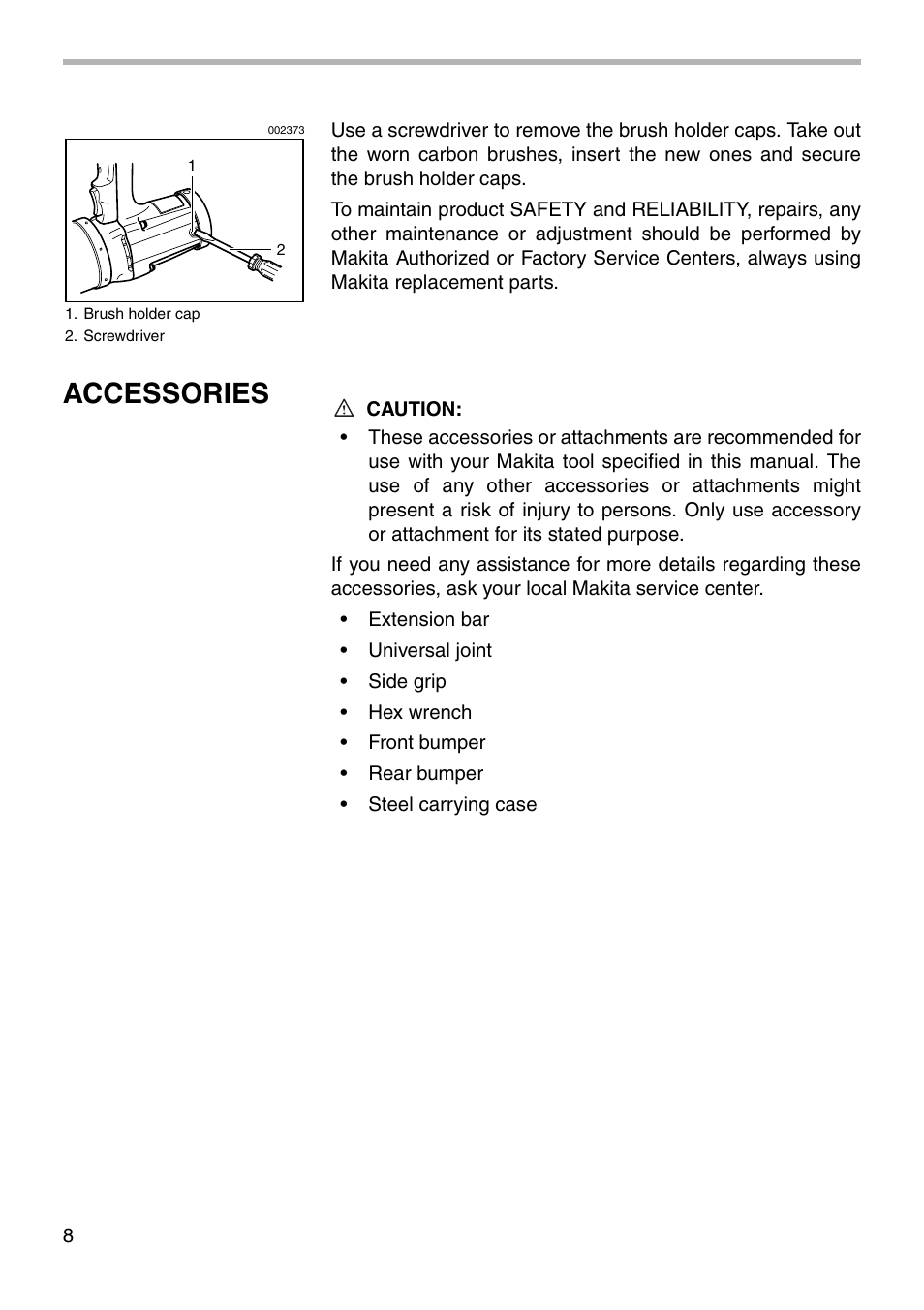 Accessories | Makita 6906 User Manual | Page 8 / 12