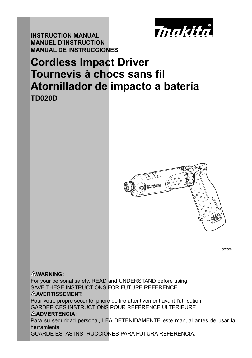 Makita TD020D User Manual | 24 pages