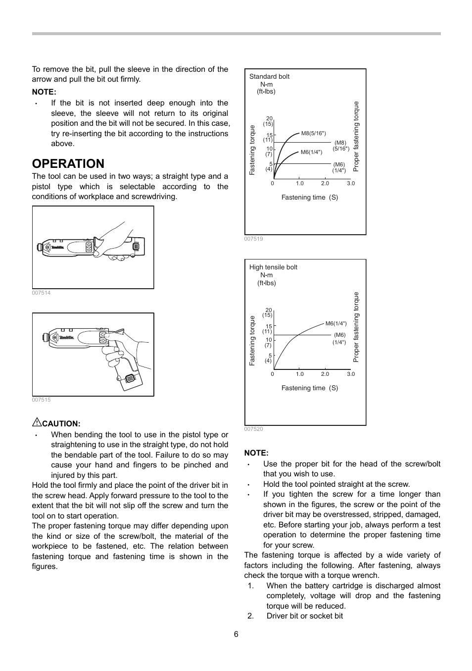 Operation | Makita TD020D User Manual | Page 6 / 24
