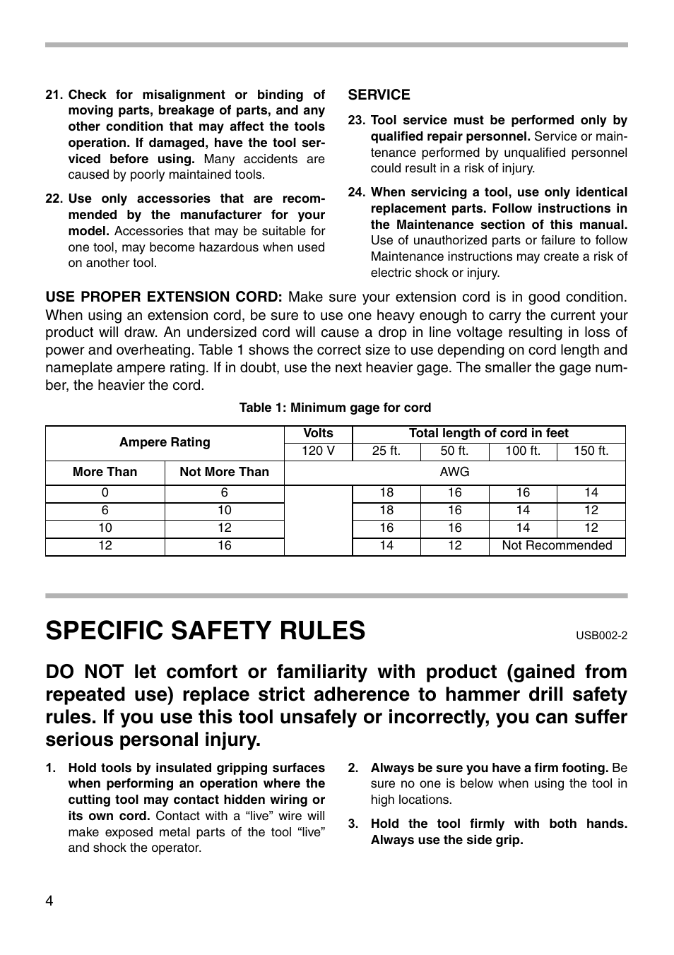 Specific safety rules | Makita HP2050F User Manual | Page 4 / 16