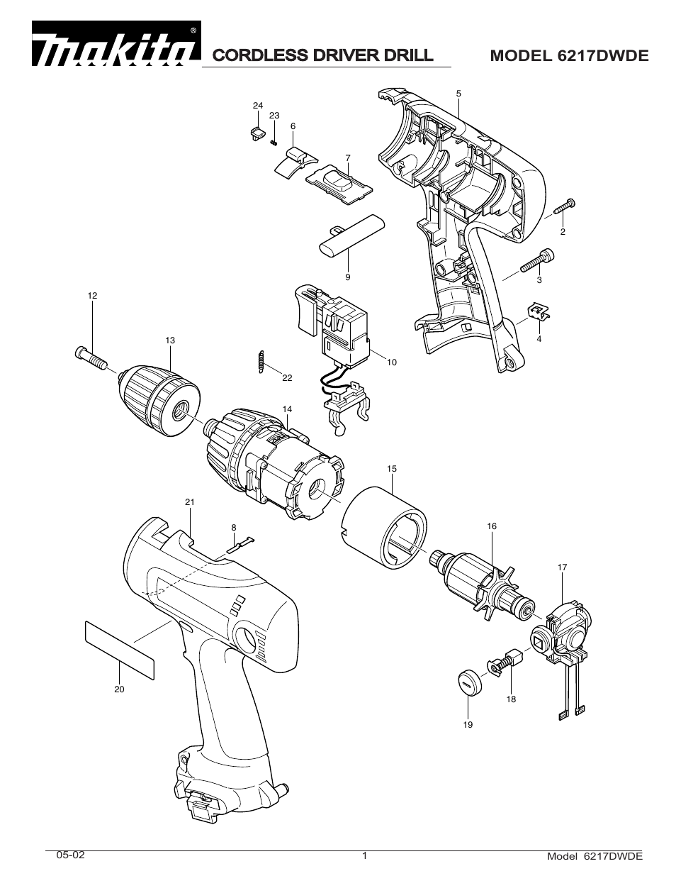 Makita 6217DWDE User Manual | 2 pages