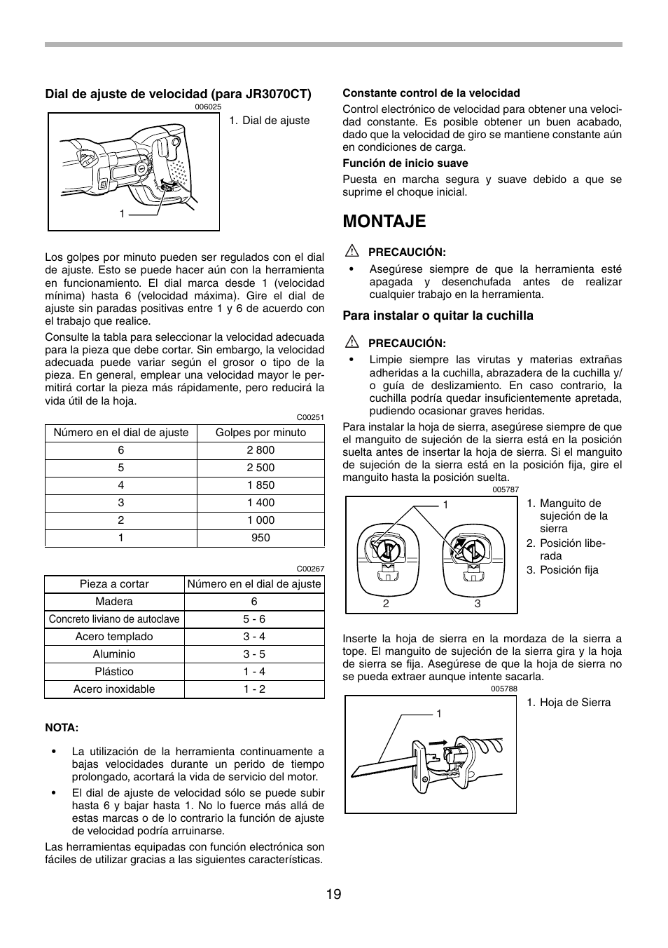 Montaje | Makita JR3070CT User Manual | Page 19 / 24