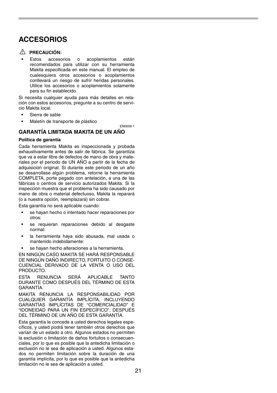 Accesorios | Makita JR3070CT User Manual | Page 21 / 24