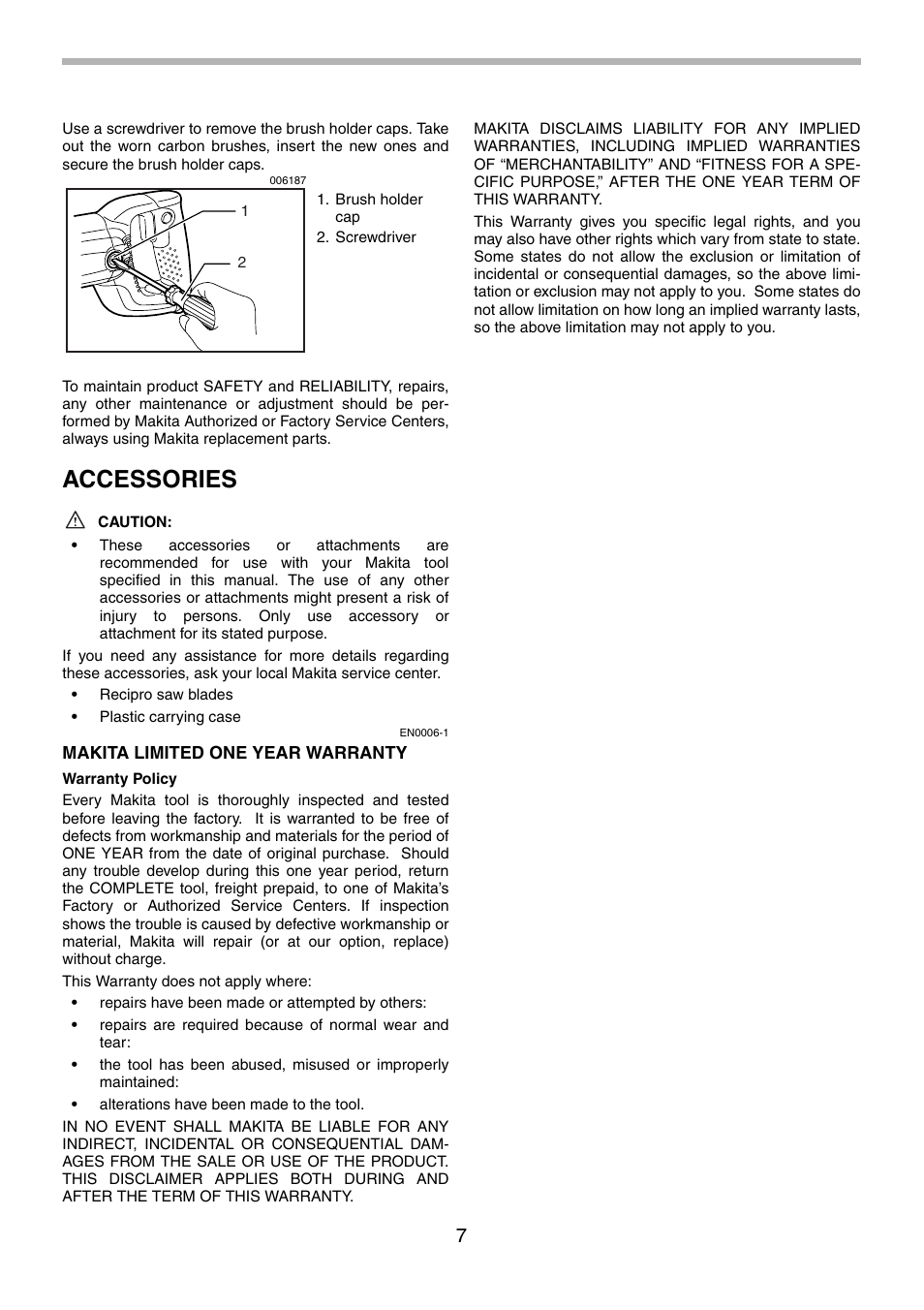 Accessories | Makita JR3070CT User Manual | Page 7 / 24
