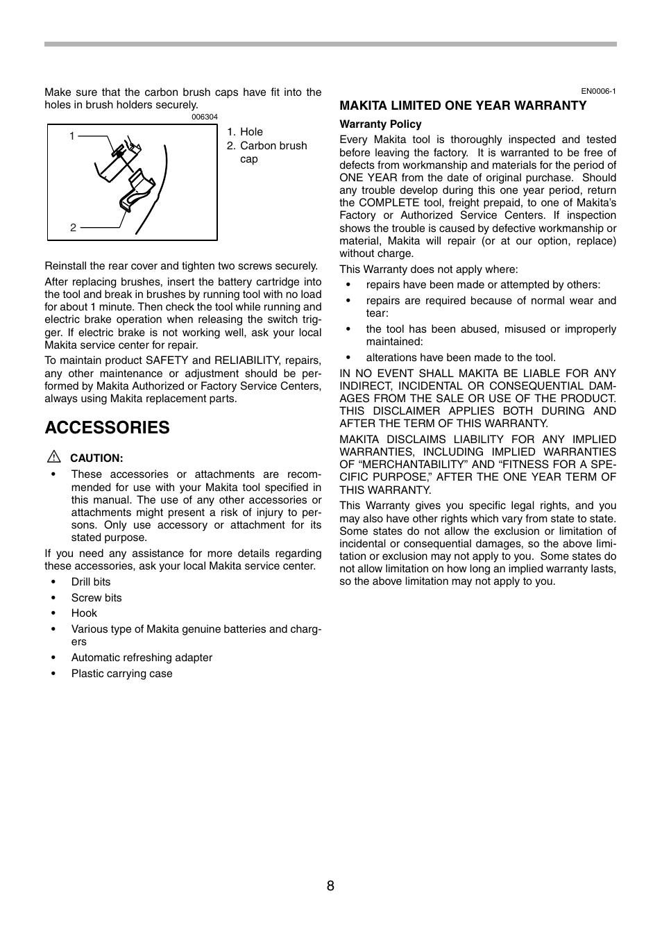 Accessories | Makita BDF440 User Manual | Page 8 / 28