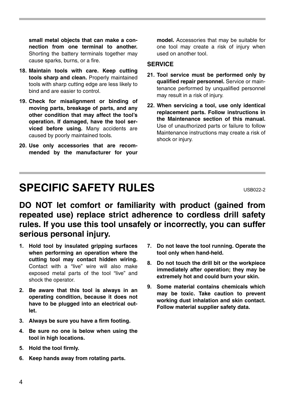 Specific safety rules | Makita DA302D User Manual | Page 4 / 20