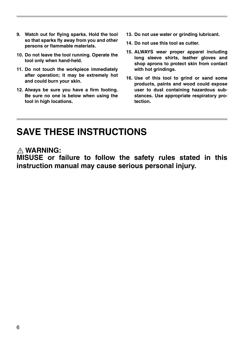 Save these instructions | Makita 906H 003485 User Manual | Page 6 / 16