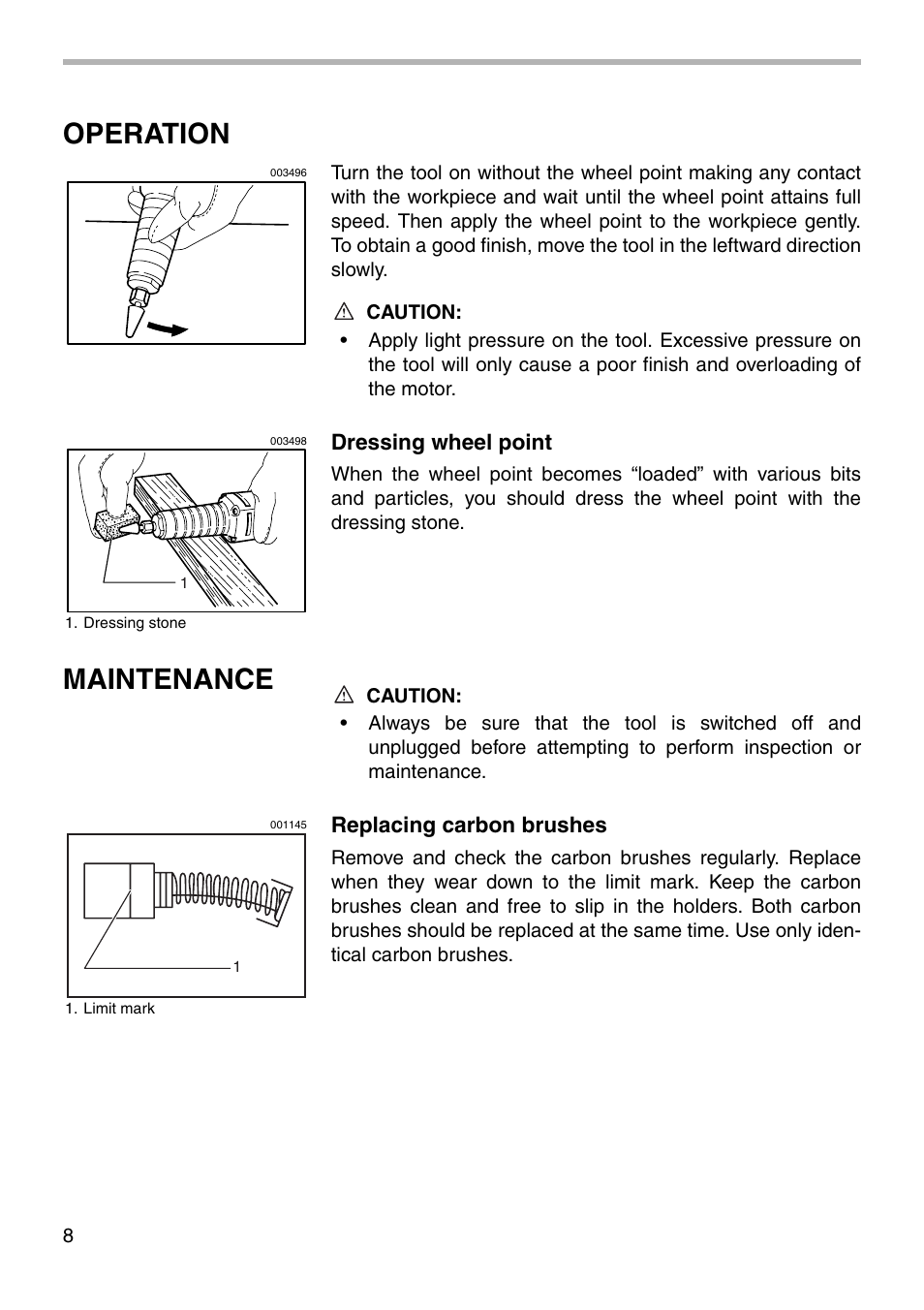 Operation, Maintenance | Makita 906H 003485 User Manual | Page 8 / 16
