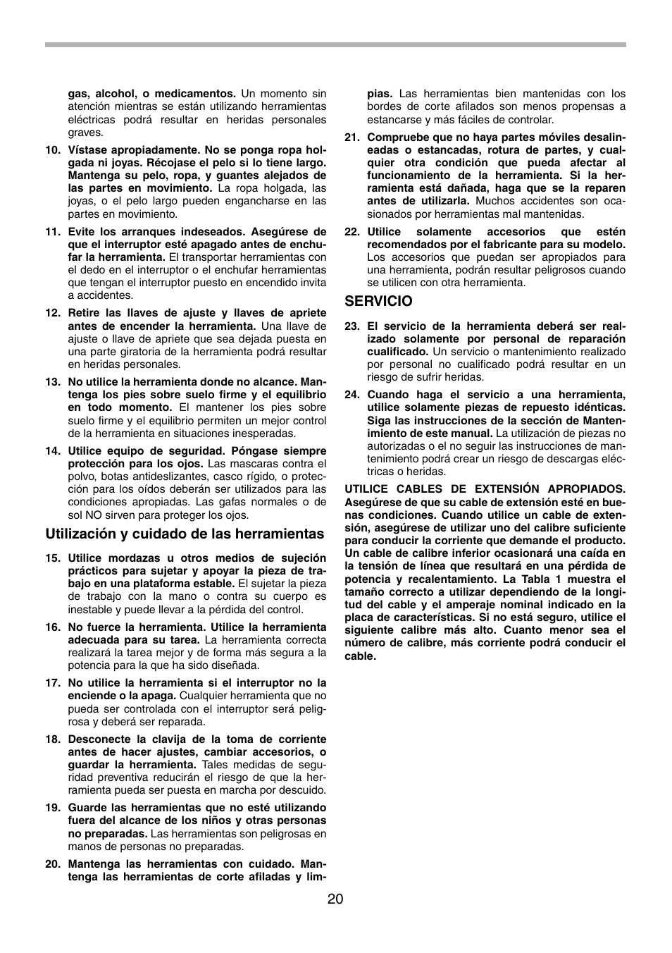 Utilización y cuidado de las herramientas, Servicio | Makita 5008F User Manual | Page 20 / 28