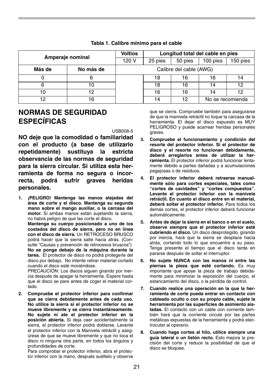 Normas de seguridad específicas | Makita 5008F User Manual | Page 21 / 28
