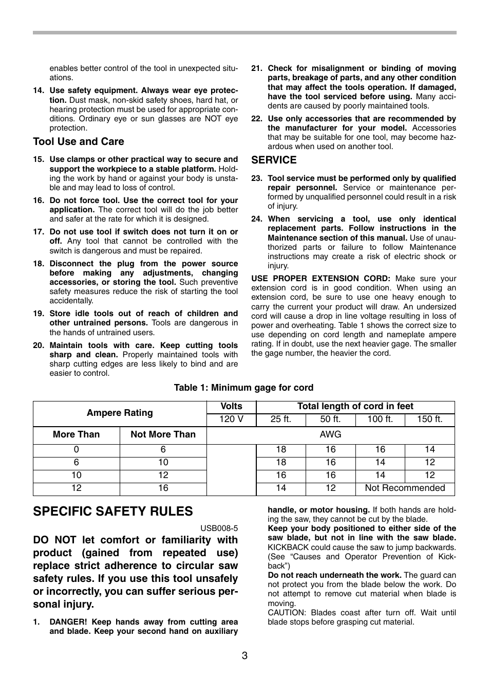 Specific safety rules | Makita 5008F User Manual | Page 3 / 28