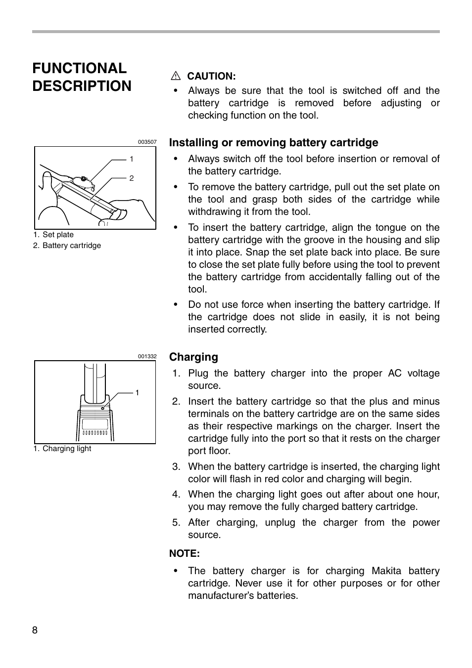 Functional description | Makita 4190D User Manual | Page 8 / 20