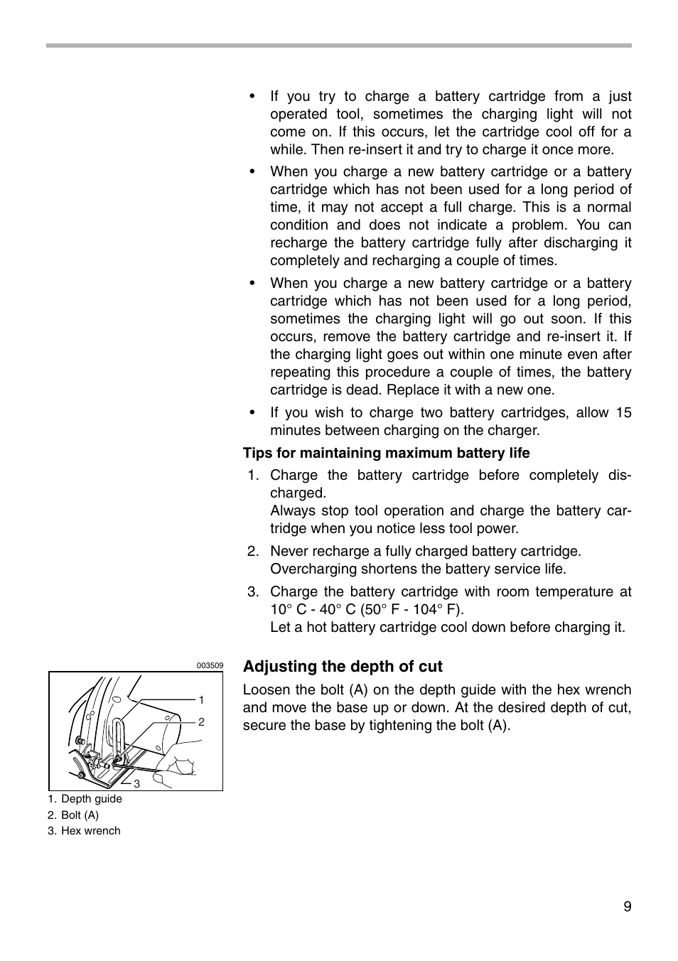 Adjusting the depth of cut | Makita 4190D User Manual | Page 9 / 20