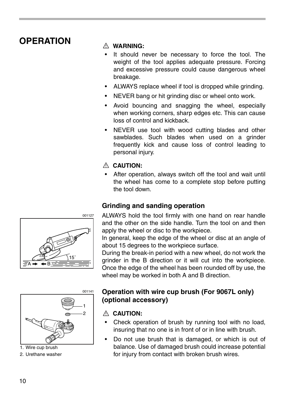 Operation | Makita 9067DB User Manual | Page 10 / 20