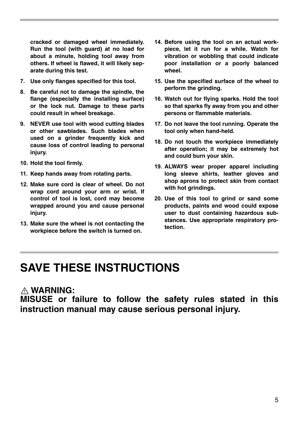 Save these instructions | Makita 9067DB User Manual | Page 5 / 20
