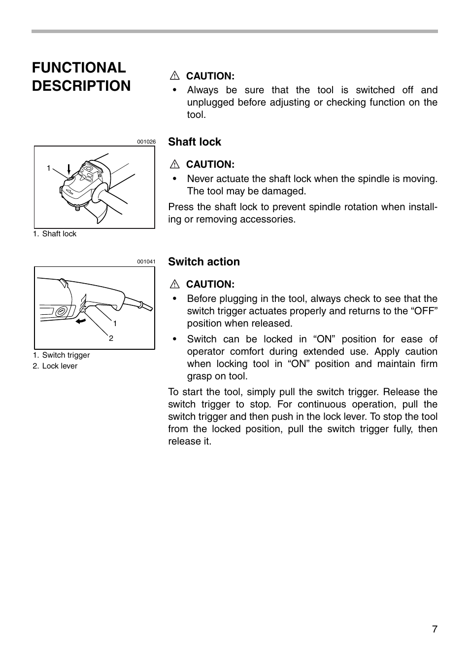 Functional description | Makita 9067DB User Manual | Page 7 / 20