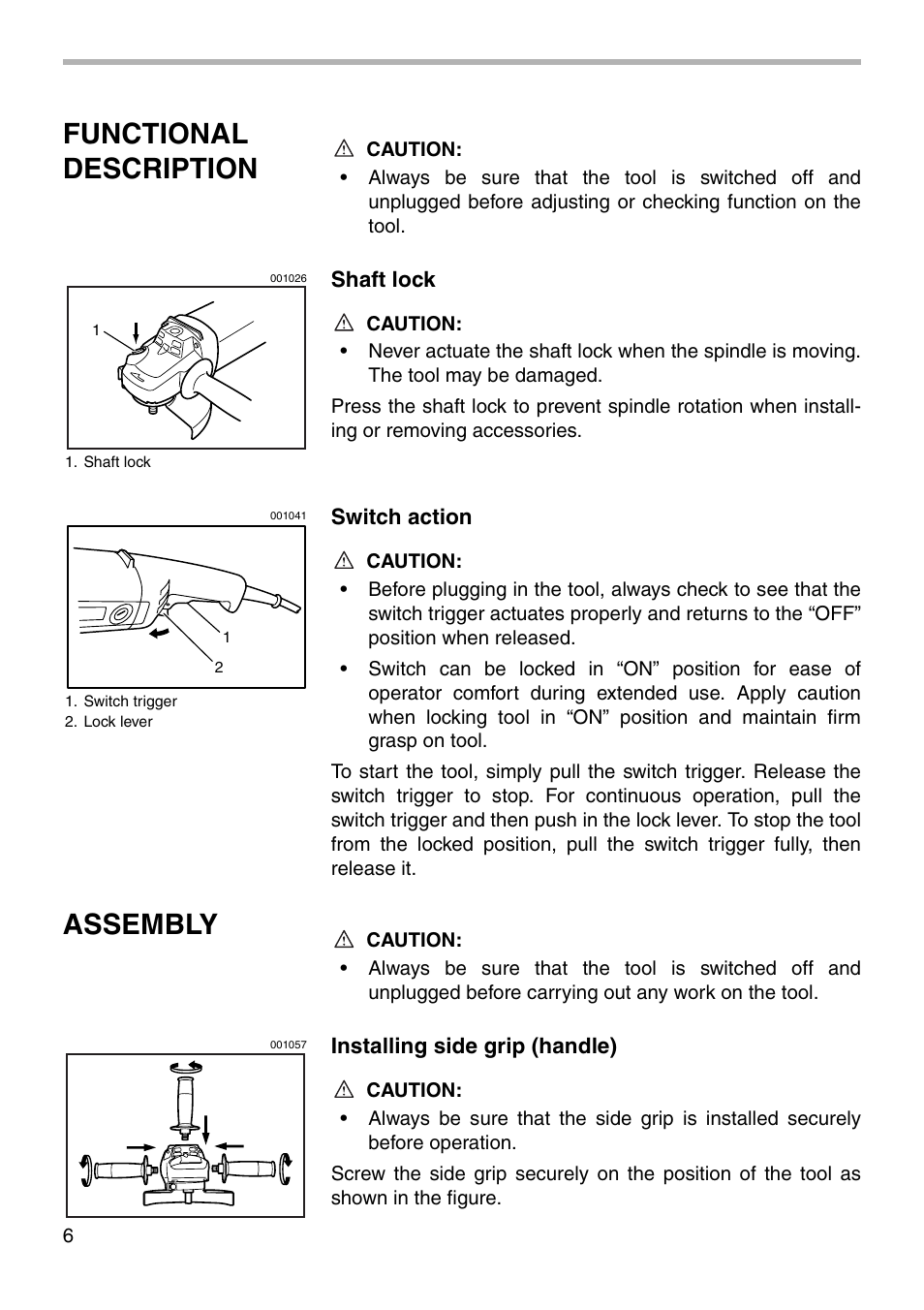 Functional description, Assembly | Makita 9060L User Manual | Page 6 / 16
