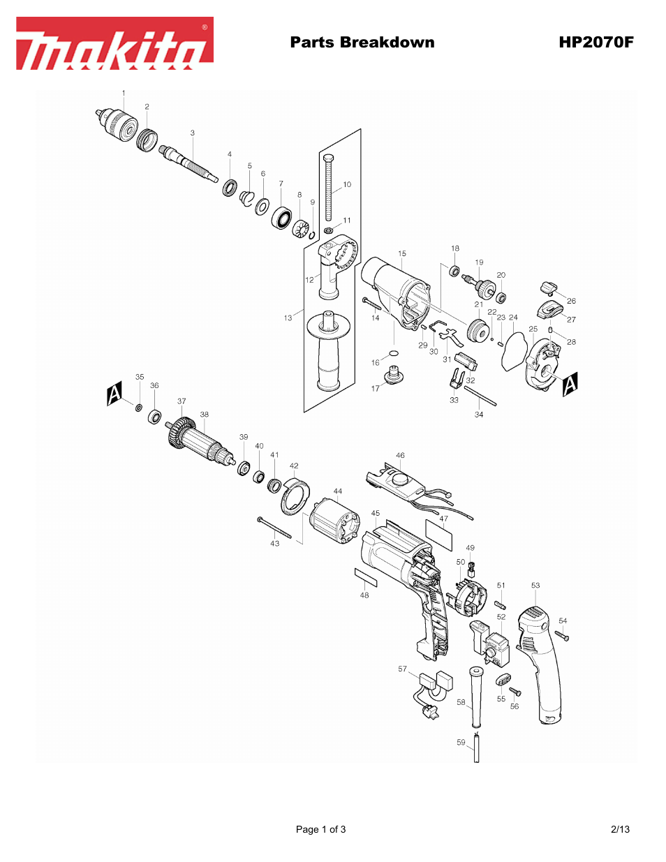 Makita HP2070F User Manual | 3 pages