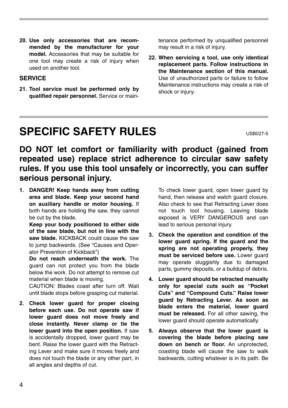 Specific safety rules | Makita 5621D User Manual | Page 4 / 24