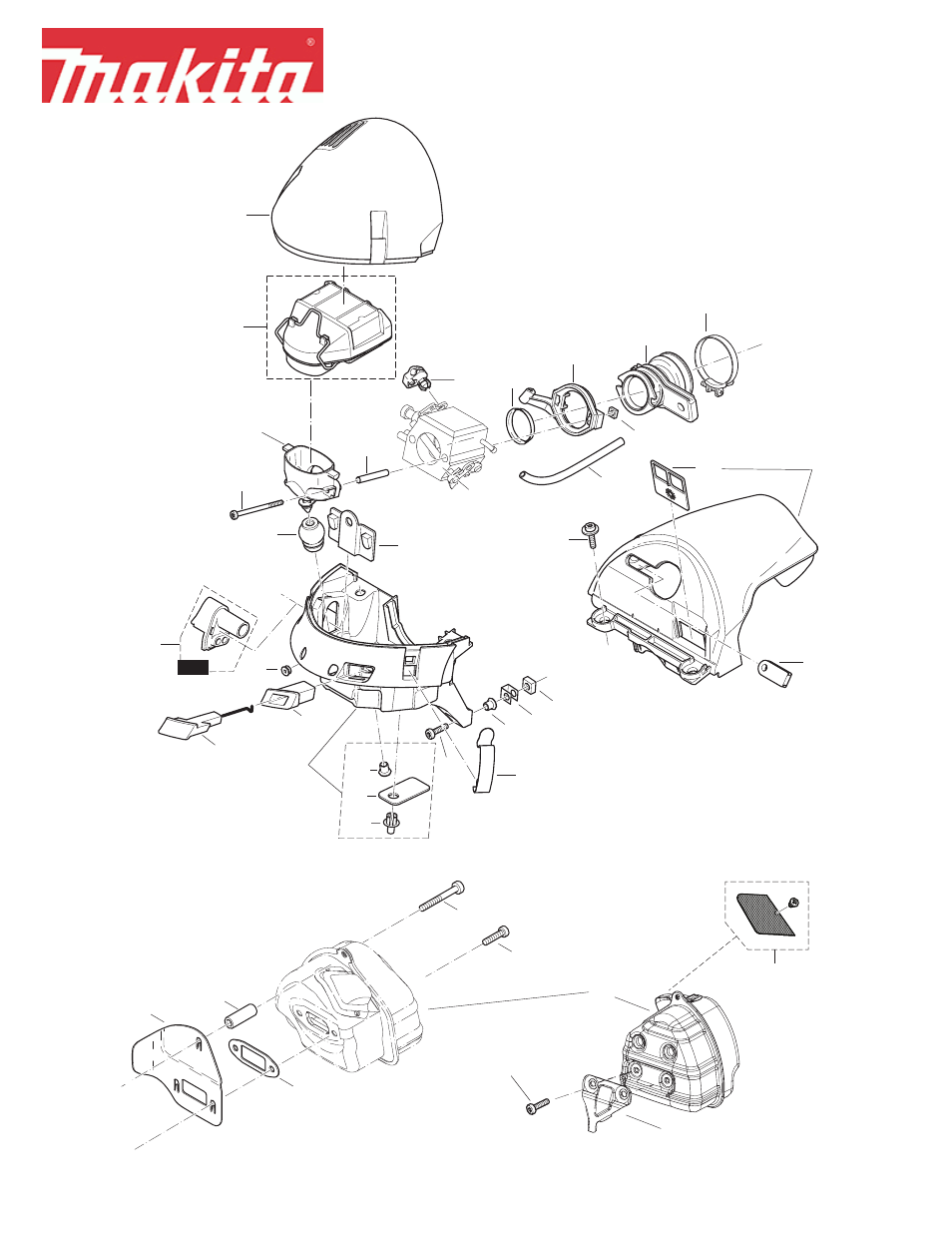 Parts breakdown em4251, 2) hood, air filter, muffler | Makita DCS642120 User Manual | Page 3 / 13