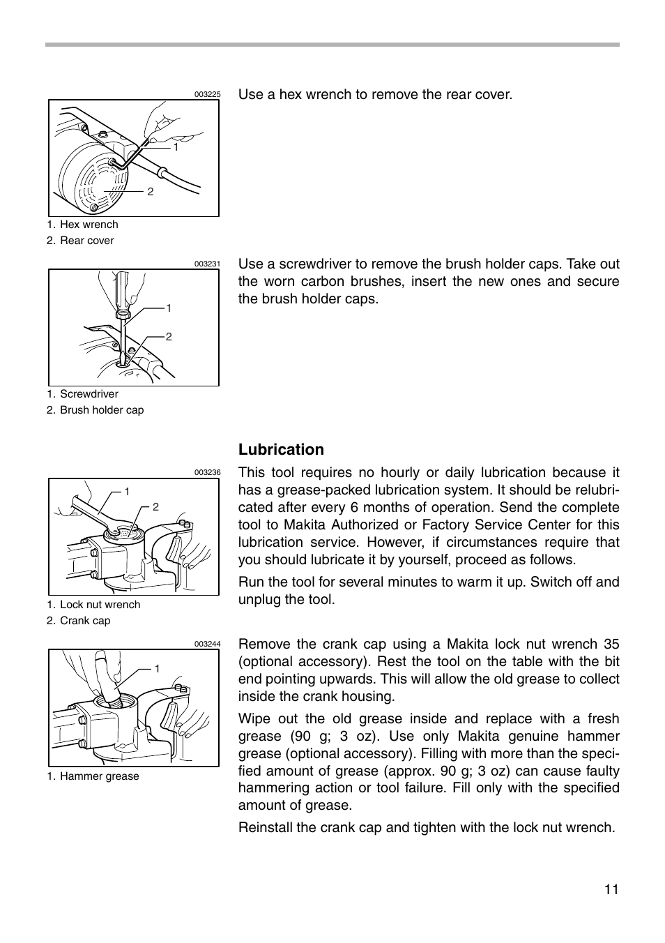 Lubrication | Makita HR5000 003101 User Manual | Page 11 / 16